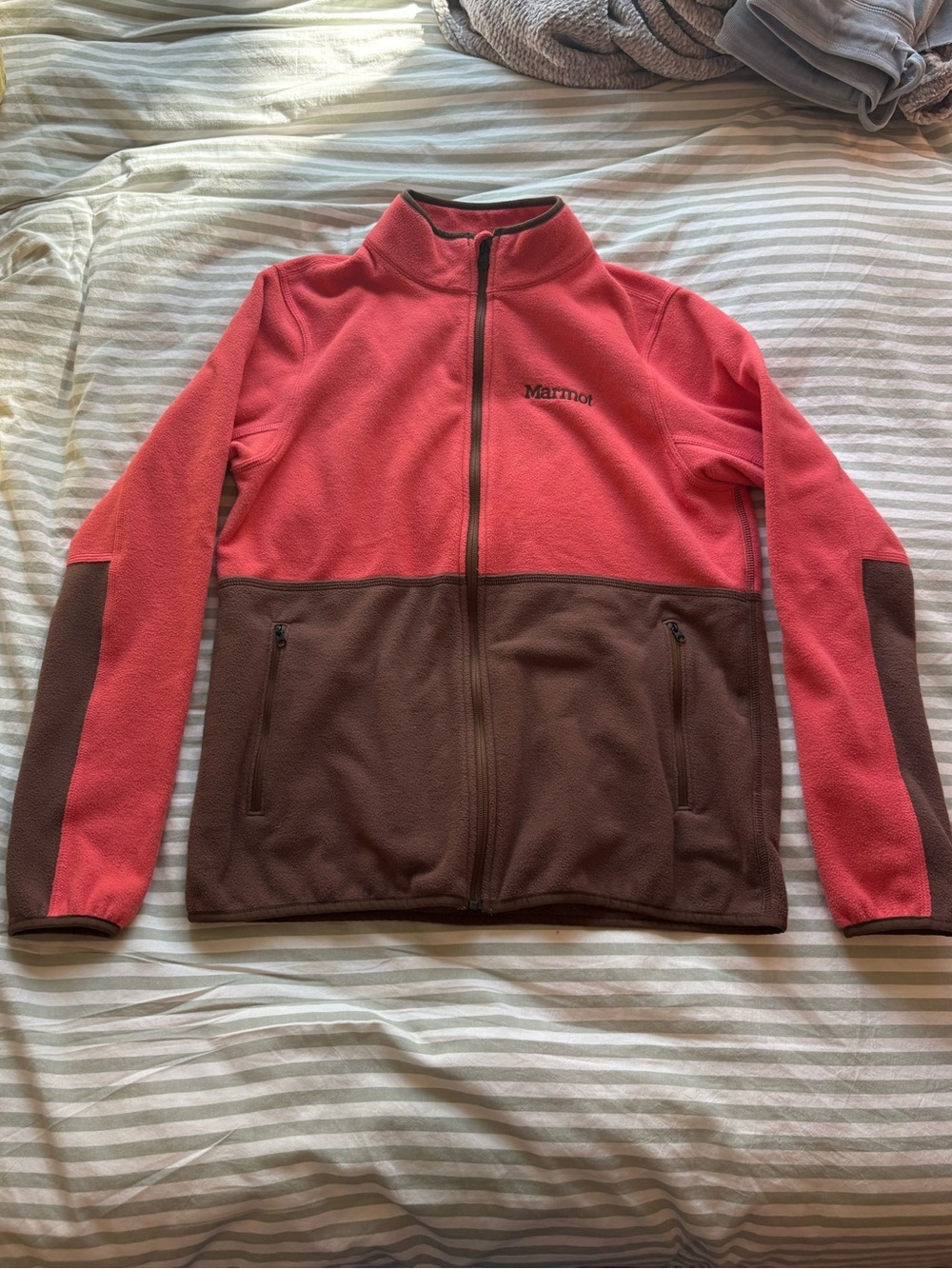 Marmot Women’s Colorblock Full Zip Fleece Jacket Pink/Brown!